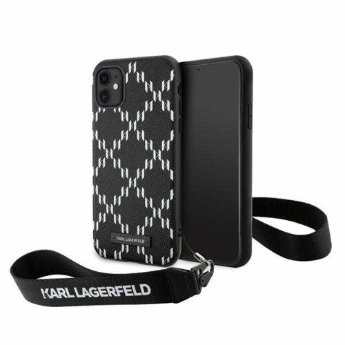 Karl Lagerfeld KLHCN61SAKLMBSK iPhone 11 6.1" fekete keménytok Monogram Losange Saffiano monogram