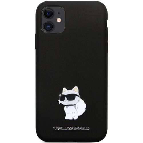 Karl Lagerfeld KLHCN61SMHCNPK iPhone 11 6.1" fekete keménytok szilikon C fém kitűző - Image 2