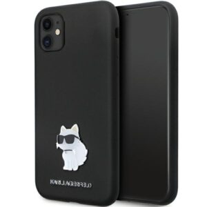 Karl Lagerfeld KLHCN61SMHCNPK iPhone 11 6.1" fekete keménytok szilikon C fém kitűző