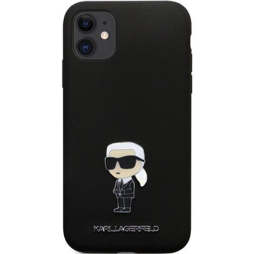 Karl Lagerfeld KLHCN61SMHKNPK iPhone 11 6.1" fekete szilikon ikonikus fém kitűző tok - Image 2
