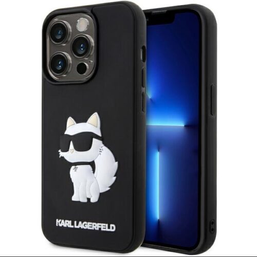 Karl Lagerfeld KLHCP14L3DRKHNK iPhone 14 Pro 6.1" fekete keménytok Rubber Choupette 3D