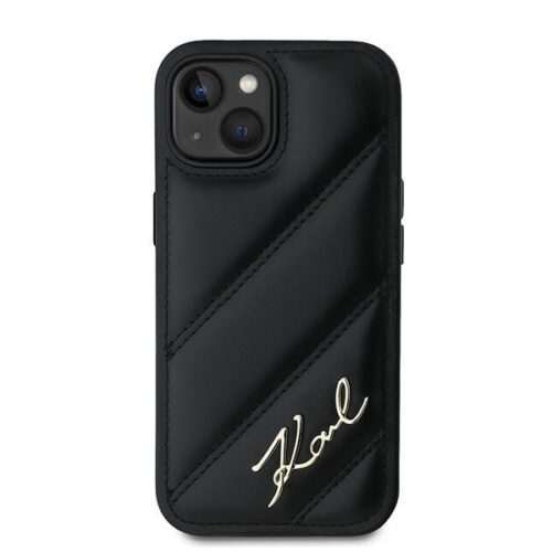 Karl Lagerfeld KLHCP14SPQDSMGK Diagonal Quilted Script tok iPhone 14 - fekete - Image 2