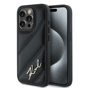 Karl Lagerfeld KLHCP14SPQDSMGK Diagonal Quilted Script tok iPhone 14 - fekete