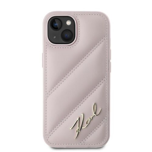 Karl Lagerfeld KLHCP14SPQDSMGP Diagonal Quilted Script tok iPhone 14 - rózsaszín - Image 2