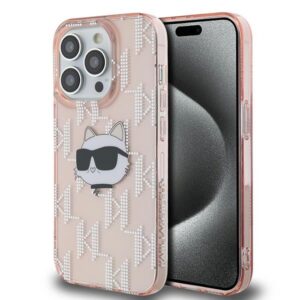 Karl Lagerfeld KLHCP14XHKLPCHP IML Choupette Head & Monogram tok iPhone 14 Pro Max - rózsaszín