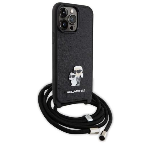 Karl Lagerfeld KLHCP14XSAKCPSK iPhone 14 Pro Max 6.7" keménytok fekete Crossbody Saffiano Metal Pin Karl & Choupette - Image 2