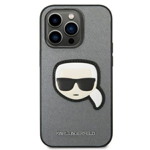 7" ezüst keménytok Saffiano Karl Lagerfeld fej Patch tok