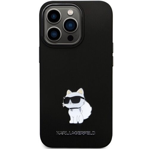 Karl Lagerfeld KLHCP14XSMHCNPK iPhone 14 Pro Max 6.7" fekete/barna keménytok szilikon C fém kitűző - Image 2