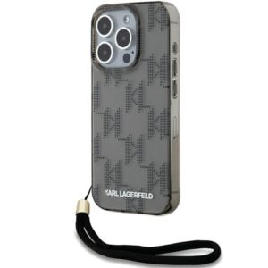 Karl Lagerfeld KLHCP15LHKDPNSK IML Mono KL Pattern & Cord tok iPhone 15 Pro - fekete