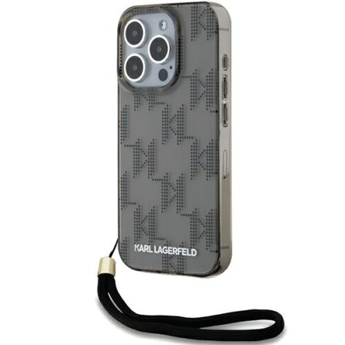 Karl Lagerfeld KLHCP15LHKDPNSK IML Mono KL Pattern & Cord tok iPhone 15 Pro - fekete
