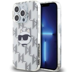 Karl Lagerfeld KLHCP15LHKLPCHT IML Choupette Head & Monogram tok iPhone 15 Pro - átlátszó