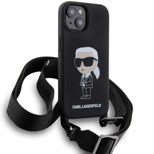 Karl Lagerfeld KLHCP15SSCBSKNK iPhone 15 6.1" keménytok fekete Crossbody Szilikon ikonikus ikonikus - Image 2