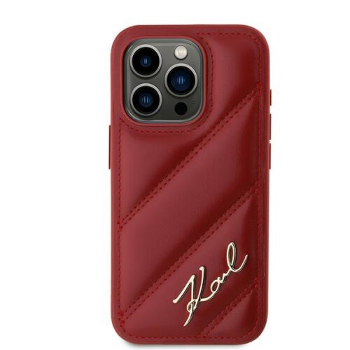 Karl Lagerfeld KLHCP15XPQDSMGR Diagonal Quilted Script tok iPhone 15 Pro Max - piros - Image 2