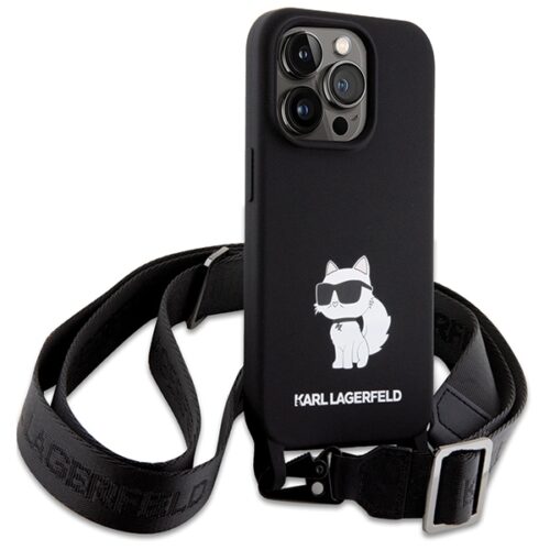 Karl Lagerfeld KLHCP15XSCBSCNK iPhone 15 Pro Max 6.7" keménytok fekete Crossbody szilikon Choupette - Image 2