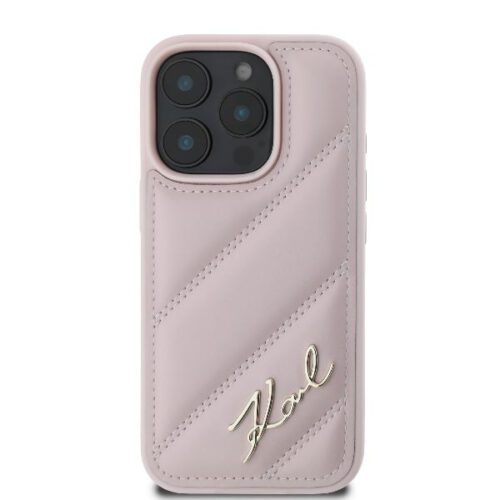 Karl Lagerfeld KLHCP16LPQDSMGP Quilted Signature keménytok iPhone 16 Pro - rózsaszín - Image 2
