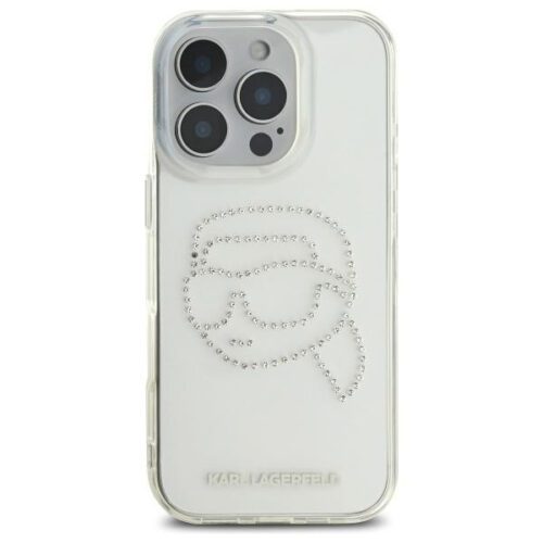 Karl Lagerfeld KLHCP16XHKHDCELT IML Rhinestones Karl Head tok iPhone 16 Pro Max - átlátszó - Image 2