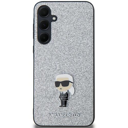 Karl Lagerfeld KLHCSA35GCNPSG Fixed Glitter Choupette Logo Metal Pin keménytok Samsung Galaxy A35 - ezüst - Image 2