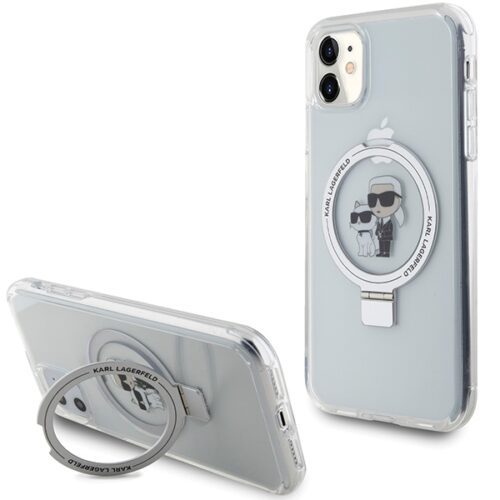 Karl Lagerfeld KLHMN61HMRSKCH iPhone 11 6.1"fehér keménytok gyűrűs állvány Karl&Choupettte MagSafe