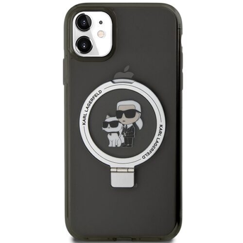 Karl Lagerfeld KLHMN61HMRSKCK iPhone 11 6.1" fekete keménytok gyűrűs állvány Karl&Choupettte MagSafe - Image 2