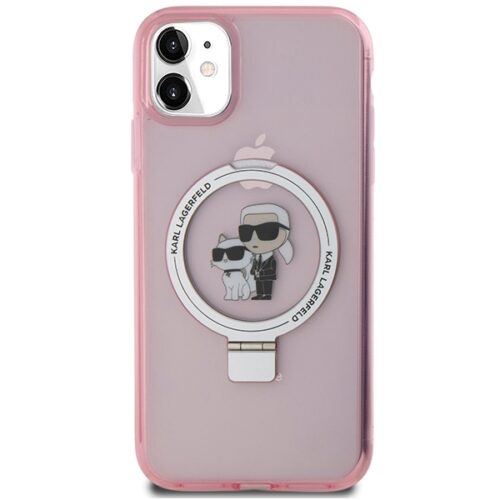 Karl Lagerfeld KLHMN61HMRSKCP iPhone 11 6.1" rózsaszín keménytok Gyűrűs állvány Karl&Choupettte MagSafe - Image 2