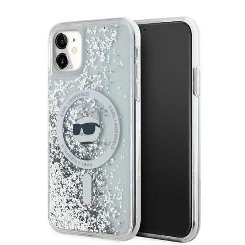 Karl Lagerfeld KLHMN61LGCHSGH Liquid Glitter Choupette Head MagSafe-kompatibilis tok iPhone 11 - átlátszó