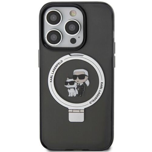 Karl Lagerfeld KLHMP13LHMRSKCK iPhone 13 Pro 6.1" fekete keménytok gyűrűs állvány Karl&Choupettte MagSafe - Image 2