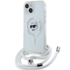Karl Lagerfeld KLHMP13MHCCHNT IML Choupette Head & Cord MagSafe-kompatibilis tok iPhone 13 - átlátszó