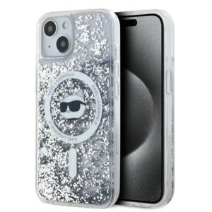 Karl Lagerfeld KLHMP14SLGCHSGH Liquid Glitter Choupette Head MagSafe-kompatibilis tok iPhone 14 - átlátszó
