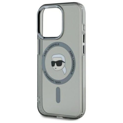 Karl Lagerfeld KLHMP15LHLSKIK IML Metal Karl Head MagSafe-kompatibilis keménytok iPhone 15 Pro - szürke átlátszó - Image 2