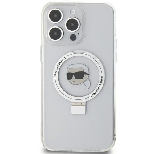 Karl Lagerfeld KLHMP15LHMRSKHHH iPhone 15 Pro 6.1" fehér keménytok gyűrűs állvány Karl Head MagSafe - Image 2