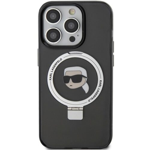 Karl Lagerfeld KLHMP15LHMRSKHHK iPhone 15 Pro 6.1" fekete keménytok gyűrűs állvány Karl Head MagSafe - Image 2