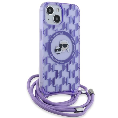 Karl Lagerfeld KLHMP15SHCKCKLCU IML Crossbody Monogram Karl & Choupette Head MagSafe-kompatibilis tok iPhone 15 - lila - Image 2
