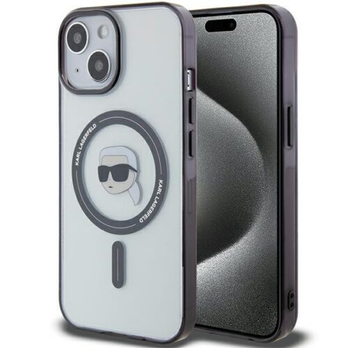 Karl Lagerfeld KLHMP15SHKHNOTK iPhone 15 6.1" átlátszó keménytok IML Karl's Head MagSafe