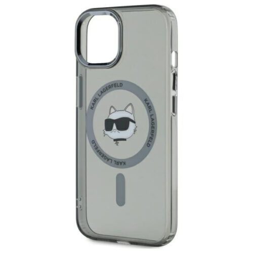 Karl Lagerfeld KLHMP15SHLSCHK IML Metal Choupette Head MagSafe-kompatibilis keménytok iPhone 15 - szürke átlátszó - Image 2