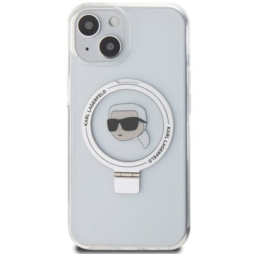 Karl Lagerfeld KLHMP15SHMRSKHHH iPhone 15 6.1" fehér keménytok gyűrűs állvány Karl Head MagSafe - Image 2