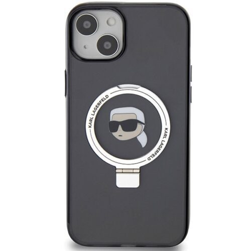 Karl Lagerfeld KLHMP15SHMRSKHK iPhone 15 6.1" fekete keménytok gyűrűs állvány Karl Head MagSafe - Image 2