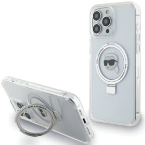 Karl Lagerfeld KLHMP15XHMRSKHHH iPhone 15 Pro Max 6.7" fehér keménytok gyűrűs állvány Karl Head MagSafe