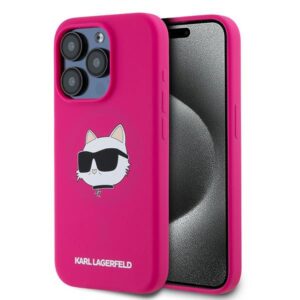 Karl Lagerfeld KLHMP15XSCHPPLF Silicone Choupette Head MagSafe-kompatibilis tok iPhone 15 Pro Max - rózsaszín
