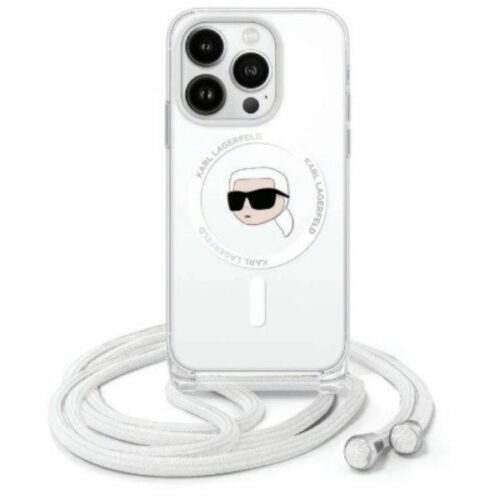 Karl Lagerfeld KLHMP16LHCKHNT Crossbody IML Karl Head MagSafe-kompatibilis keménytok iPhone 16 Pro - átlátszó