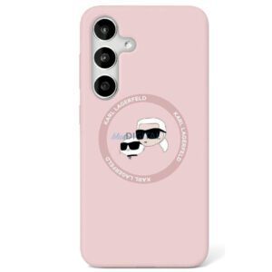 Karl Lagerfeld KLHMS25MSKCHTCP Silicone Double Heads MagSafe-kompatibilis tok Samsung Galaxy S25 Plus - világos rózsaszín