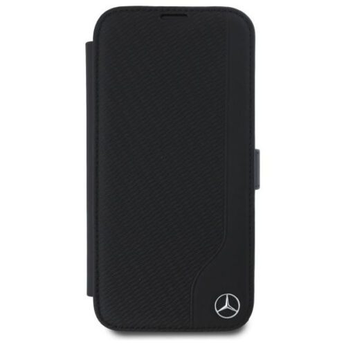 Mercedes MEBKP16S23RBGVK Leather Wood Imitation könyvtok iPhone 16 - fekete - Image 2