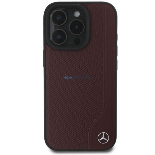 Mercedes MEHMP16X23RBGVR MB Wood Imitation Leather MagSafe keménytok iPhone 16 Pro Max - piros - Image 2