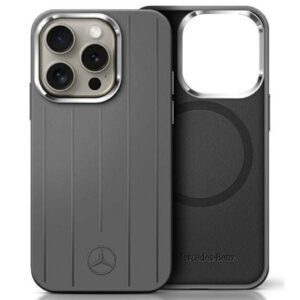 Mercedes MEHMP16X23SUVSA Silicone Vertical Tonal Stripes MagSafe-kompatibilis keménytok iPhone 16 Pro - szürke