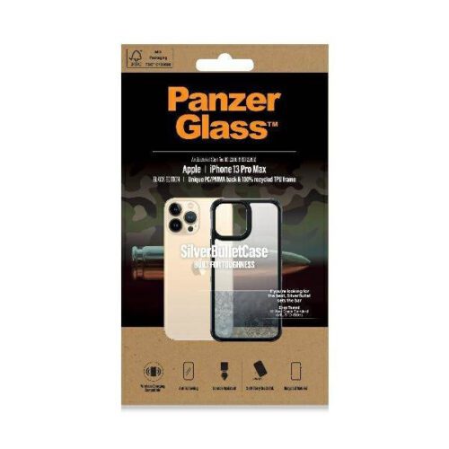 PanzerGlass ClearCase iPhone 13 Pro Max 6.7" fekete antibakteriális ütésálló SilverBullet tok - Image 2