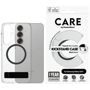 PanzerGlass Feature Black Kickstand & QI MagSafe-kompatibilis tok Samsung Galaxy S25 Plus - átlátszó