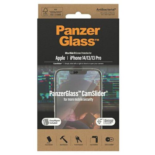 PanzerGlass Ultra-Wide Fit iPhone 14 / 13 / 13 Pro 6.1" CamSlider antibakteriális Easy Aligner képernyővédő fólia - Image 2