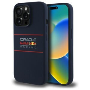 Red Bull RBHMP14L24SIHSRV Silicone Horizontal Logo MagSafe-kompatibilis tok iPhone 14 Pro - sötétkék