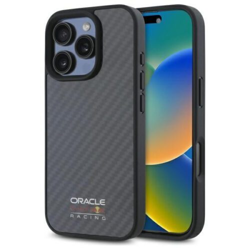 Red Bull RBHMP16L24CFILSK Carbon Fiber Shiny Logo MagSafe-kompatibilis tok iPhone 16 Pro - fekete