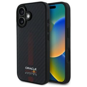 Red Bull RBHMP16M24CFGSMK Carbon Fiber Power Bar MagSafe-kompatibilis tok iPhone 16 Plus - fekete
