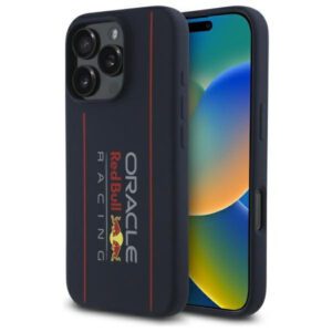 Red Bull RBHMP16X24SIOLRV Silicone Vertical Logo MagSafe-kompatibilis tok iPhone 16 Pro Max - sötétkék